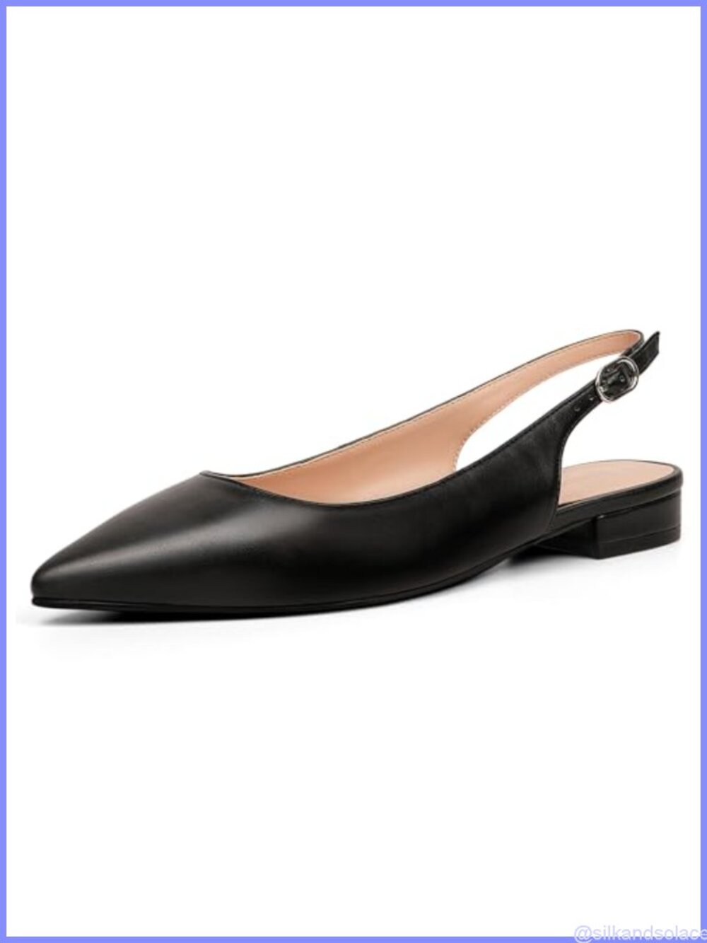Women's Pointed Toe Slingback Flats with Adjustable Buckle